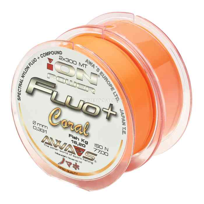 Леска карповая AwaShima ION POWER FLUO+ CORAL 0.234мм